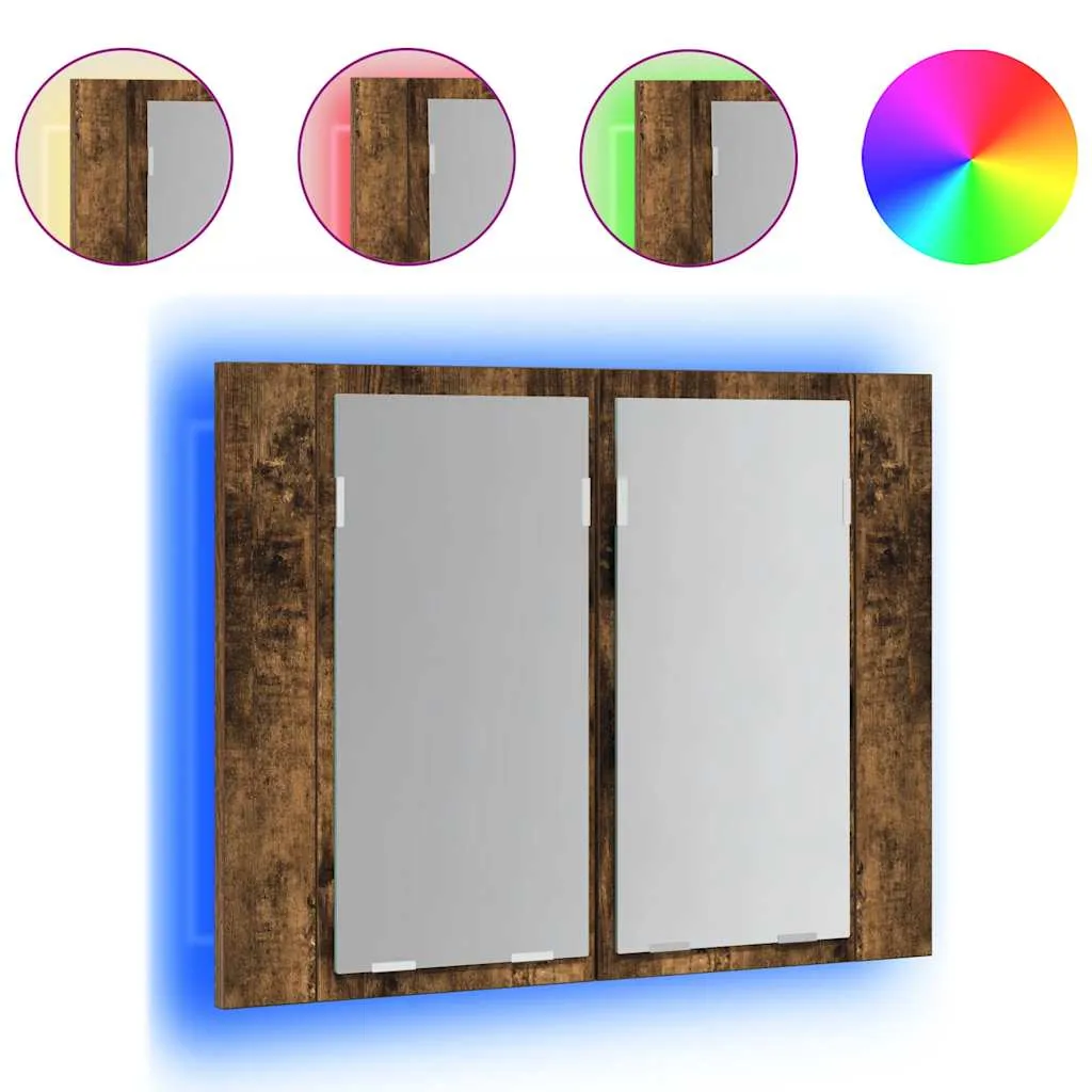 Spiegelschrank mit LED-Beleuchtung 60x12x45 cm Räuchereiche