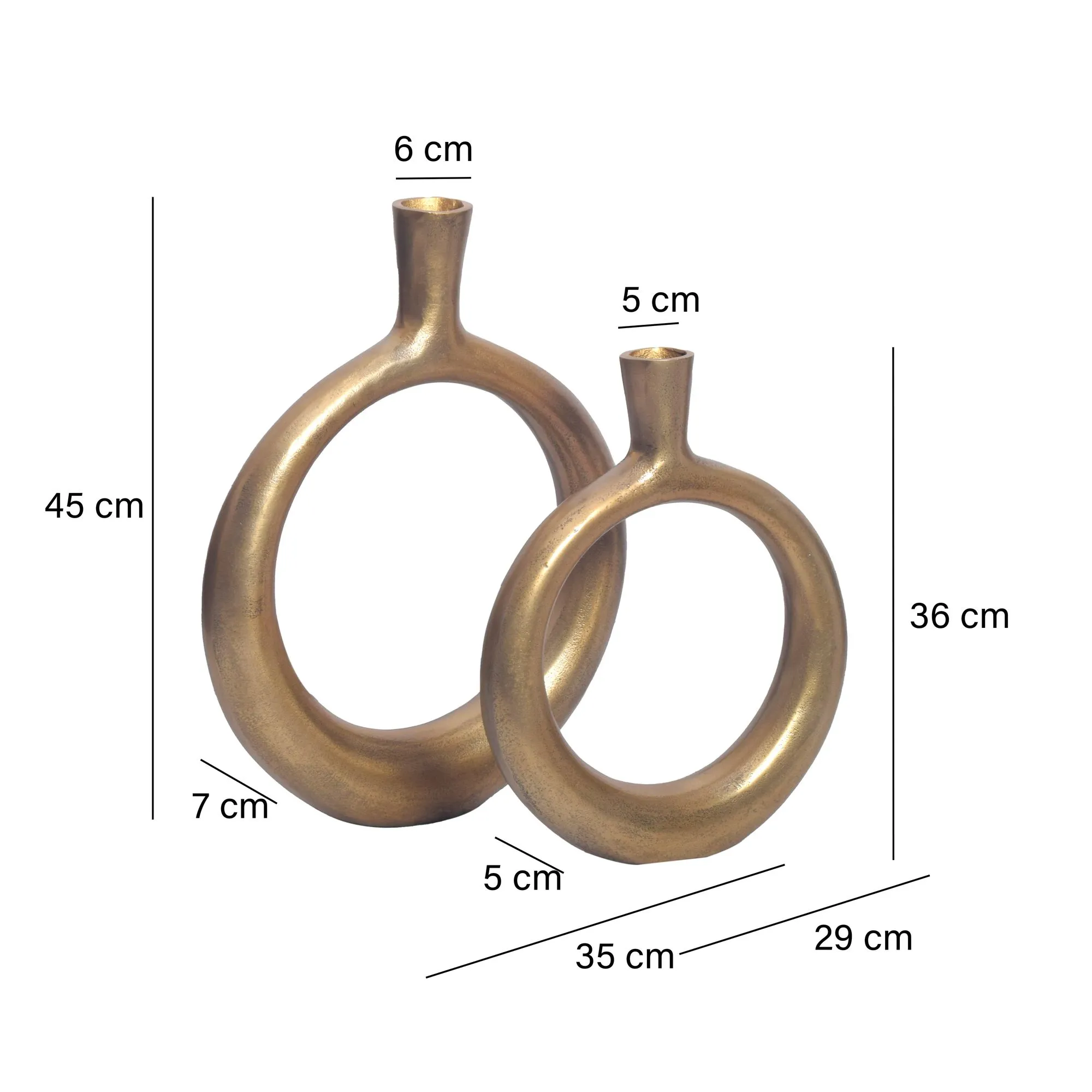 Deko Vase 2er Set Aluminium Gold Donut Blumenvase Modern