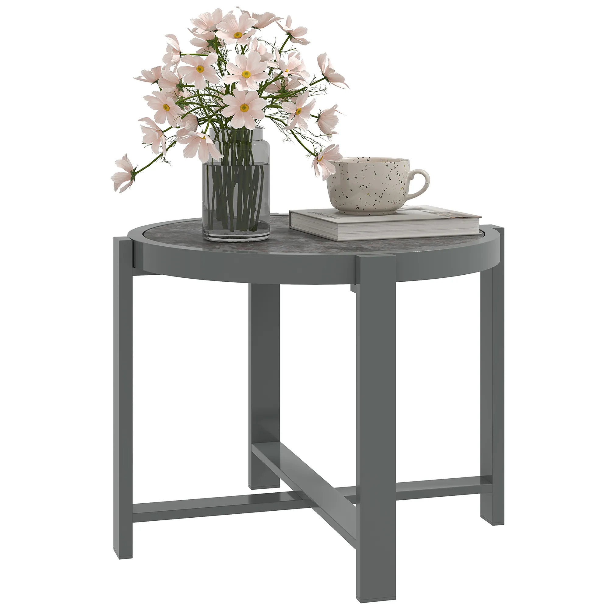 Runder Gartentisch 60L x 60B x 46H cm in Grau