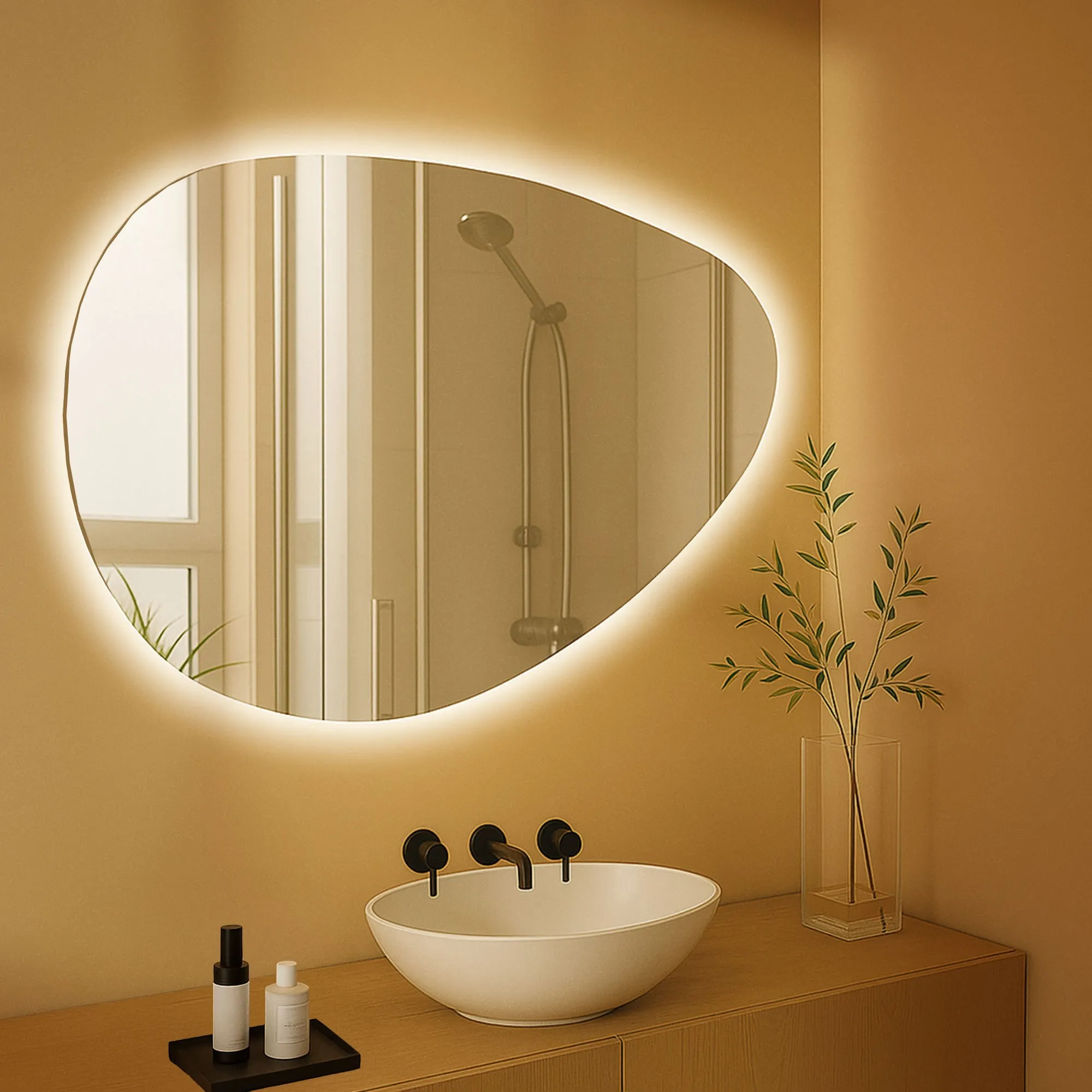 Badspiegel Almafie LED 75x65 cm klarglas