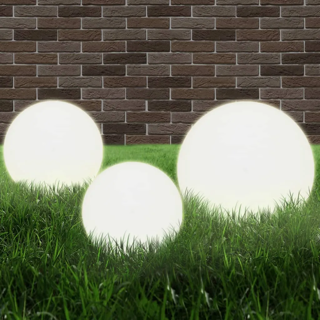 3er Set LED-Kugellampen 20/30/40 cm Weiß
