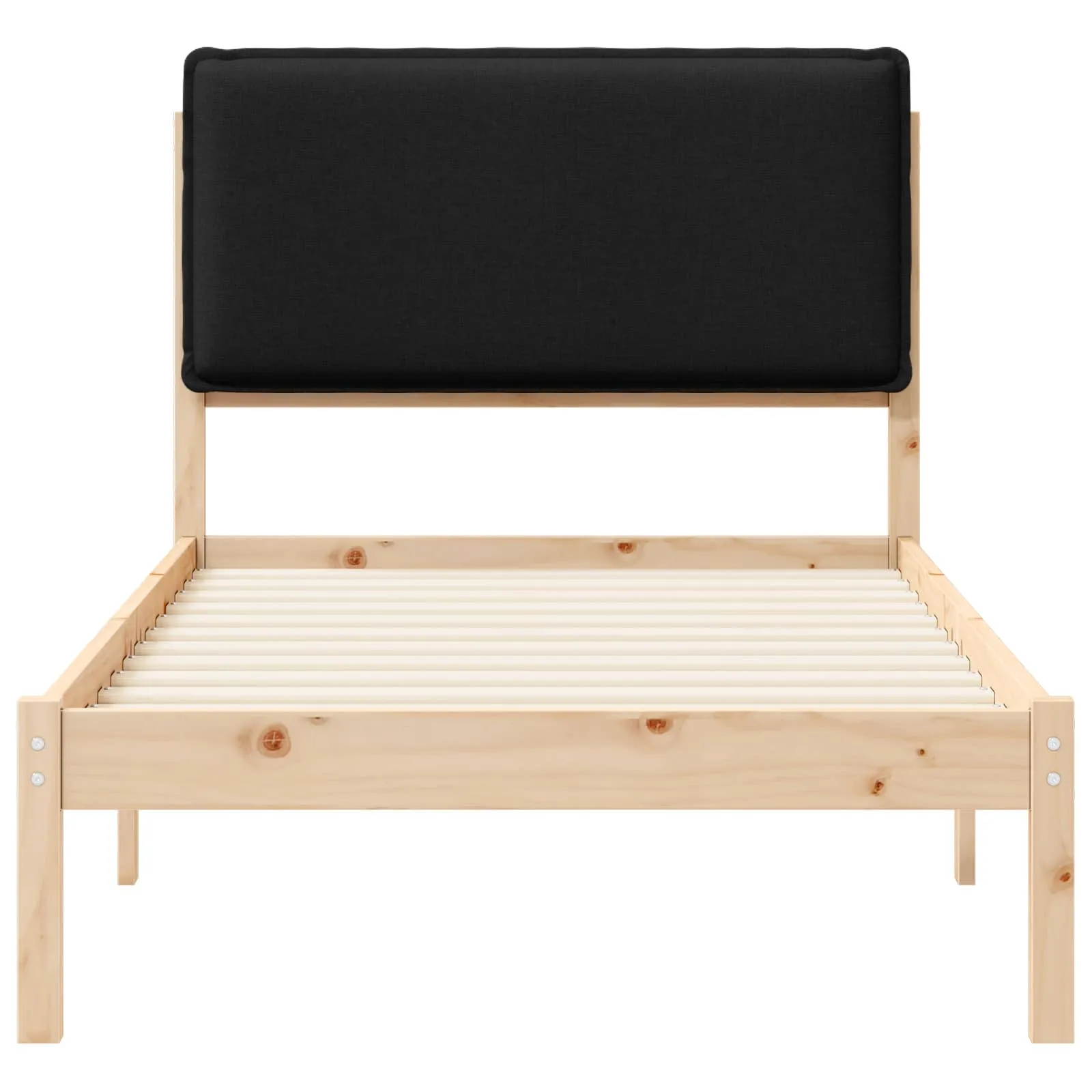 Bettgestell mit gepolstertem Kopfteil 75 x 190 cm Schwarz