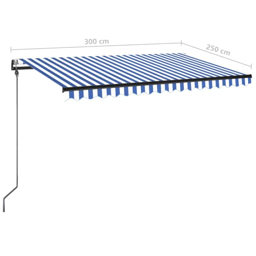 Einziehbare Gelenkarmmarkise 300x250 cm Blau Weiß mit Anthrazit Rahmen