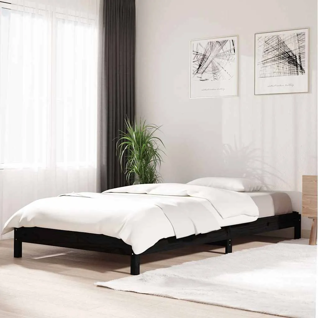 Stapelbett aus massivholz Schwarz 196,5 x 81,5 x 22 cm