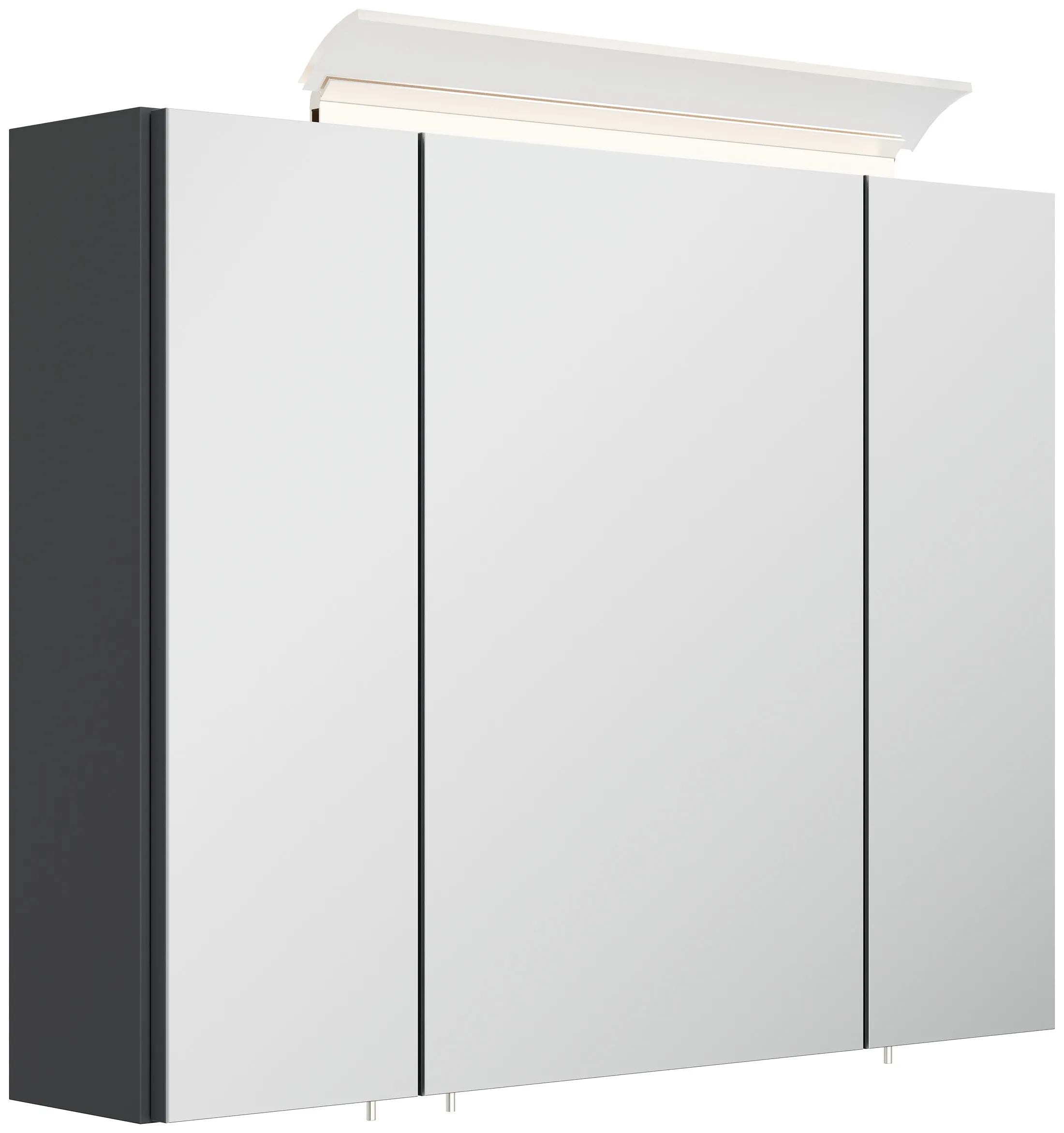 Spiegelschrank 80cm inkl. Design LED-Lampe und Glasböden grafit