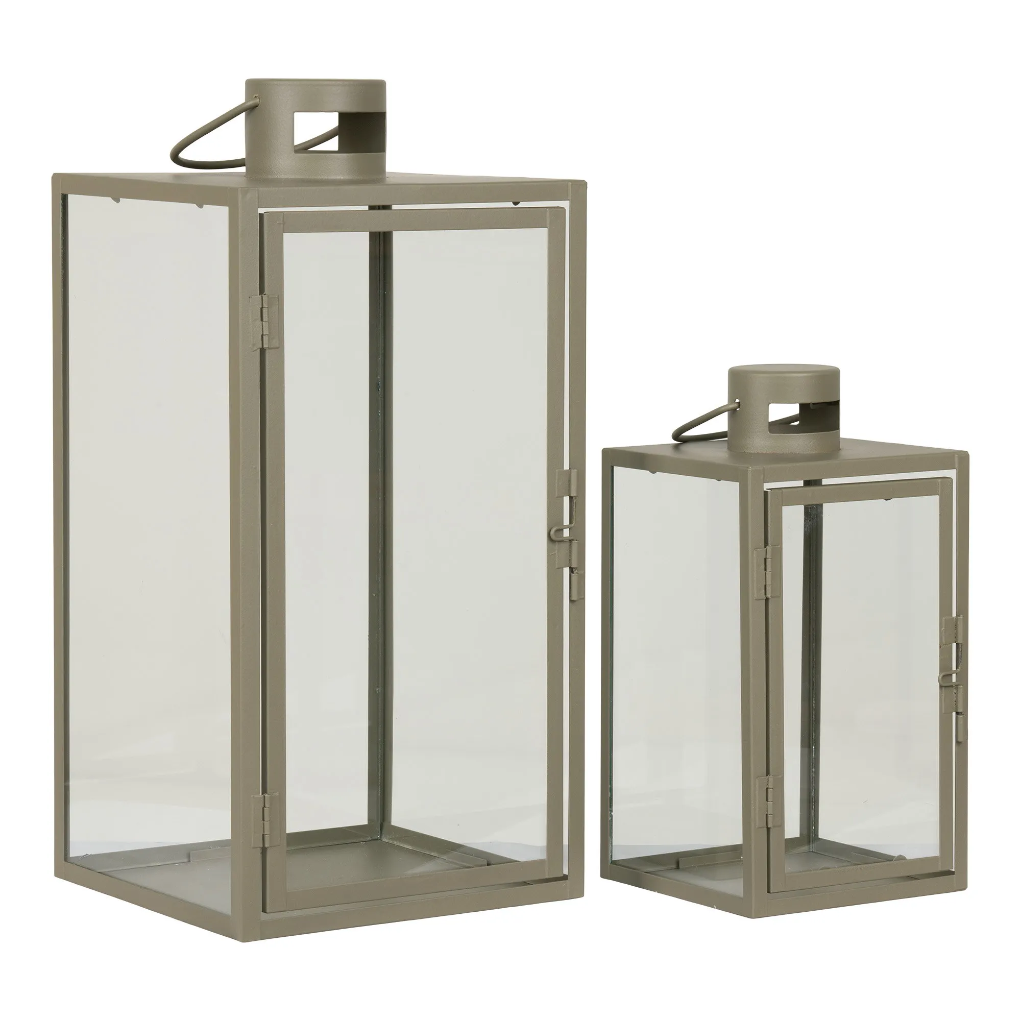 tinkaro Laternen Set aus Metall und Glas 13/19,5 x 13/19,5 x 25,5/40 cm Grün