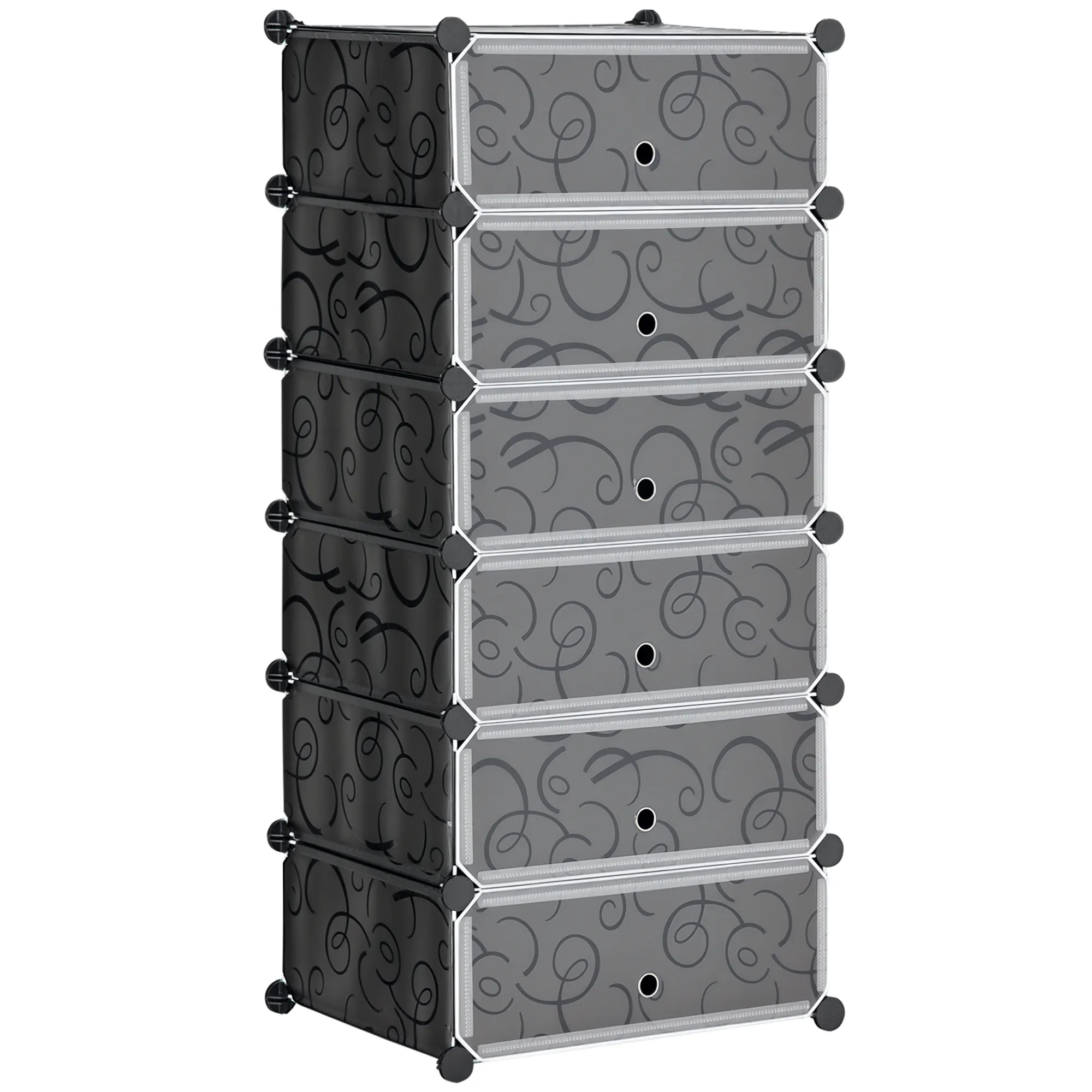 Modulares Regalsystem Schwarz-Weiß 49L x 36,5B x 108H cm