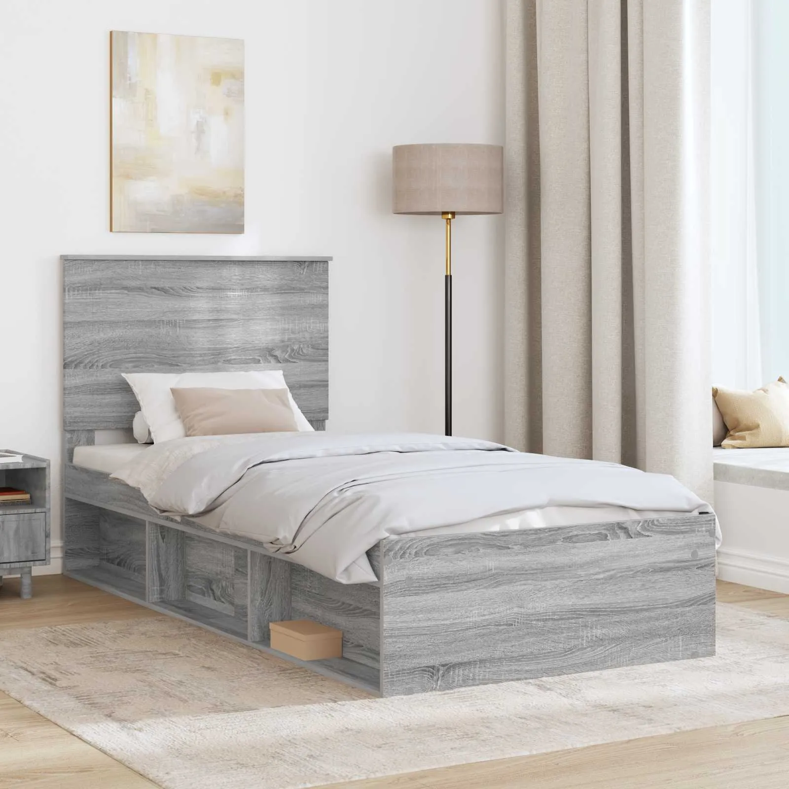 Bettgestell 93 x 210 x 100 cm Sonoma-Grau