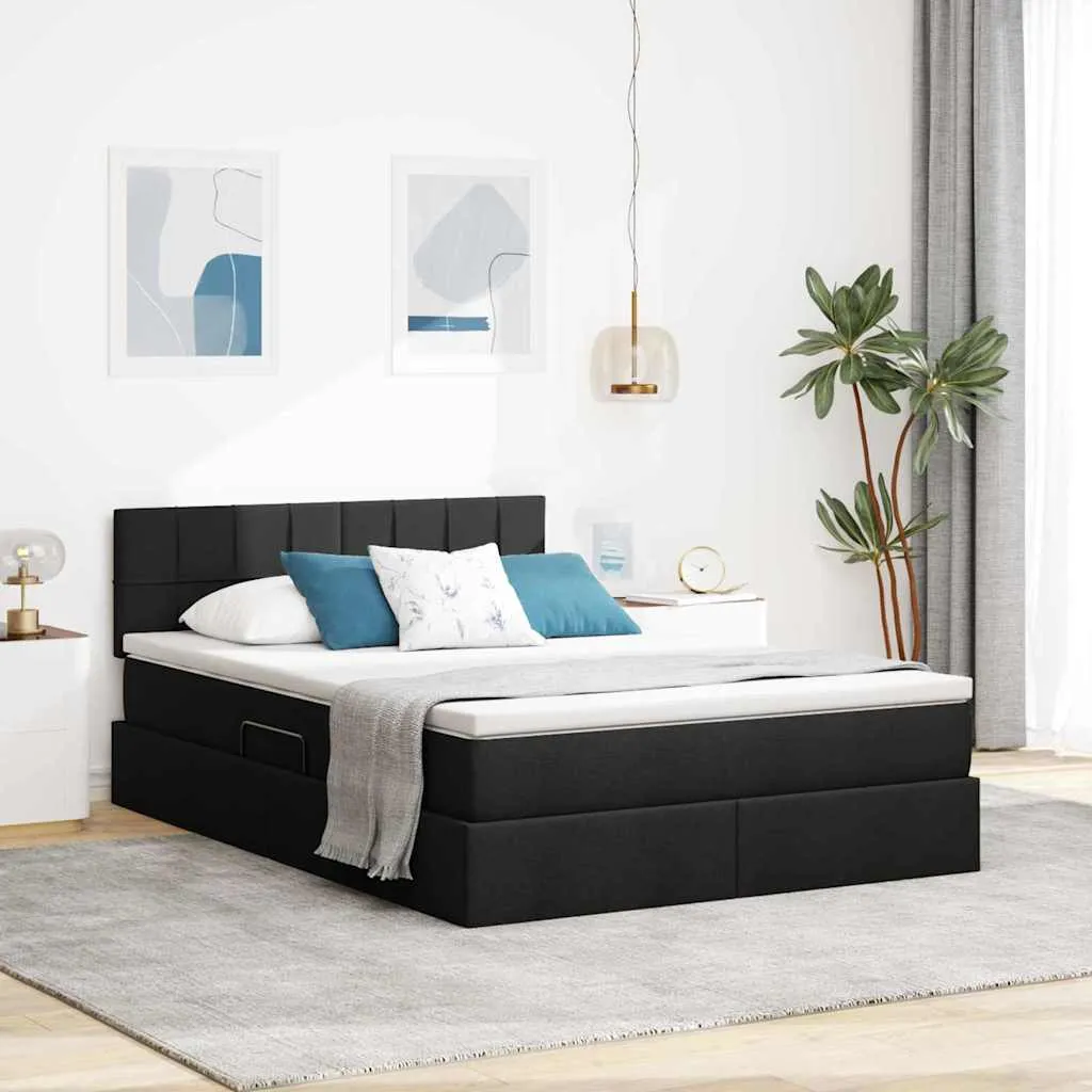 Stauraumbett mit Matratze 140x200 cm Schwarz