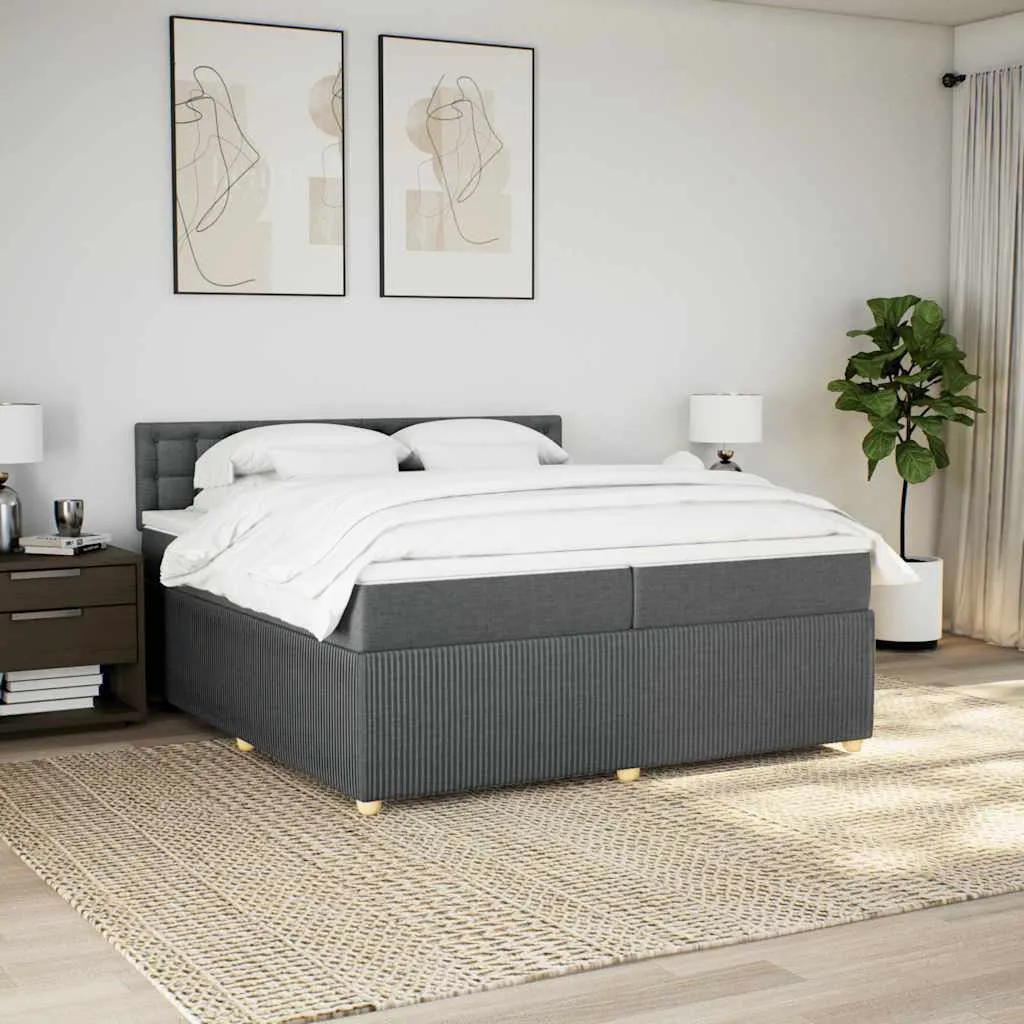 Boxspringbett 200x200 cm Taschenfederkern Dunkelgrau mit Auflage
