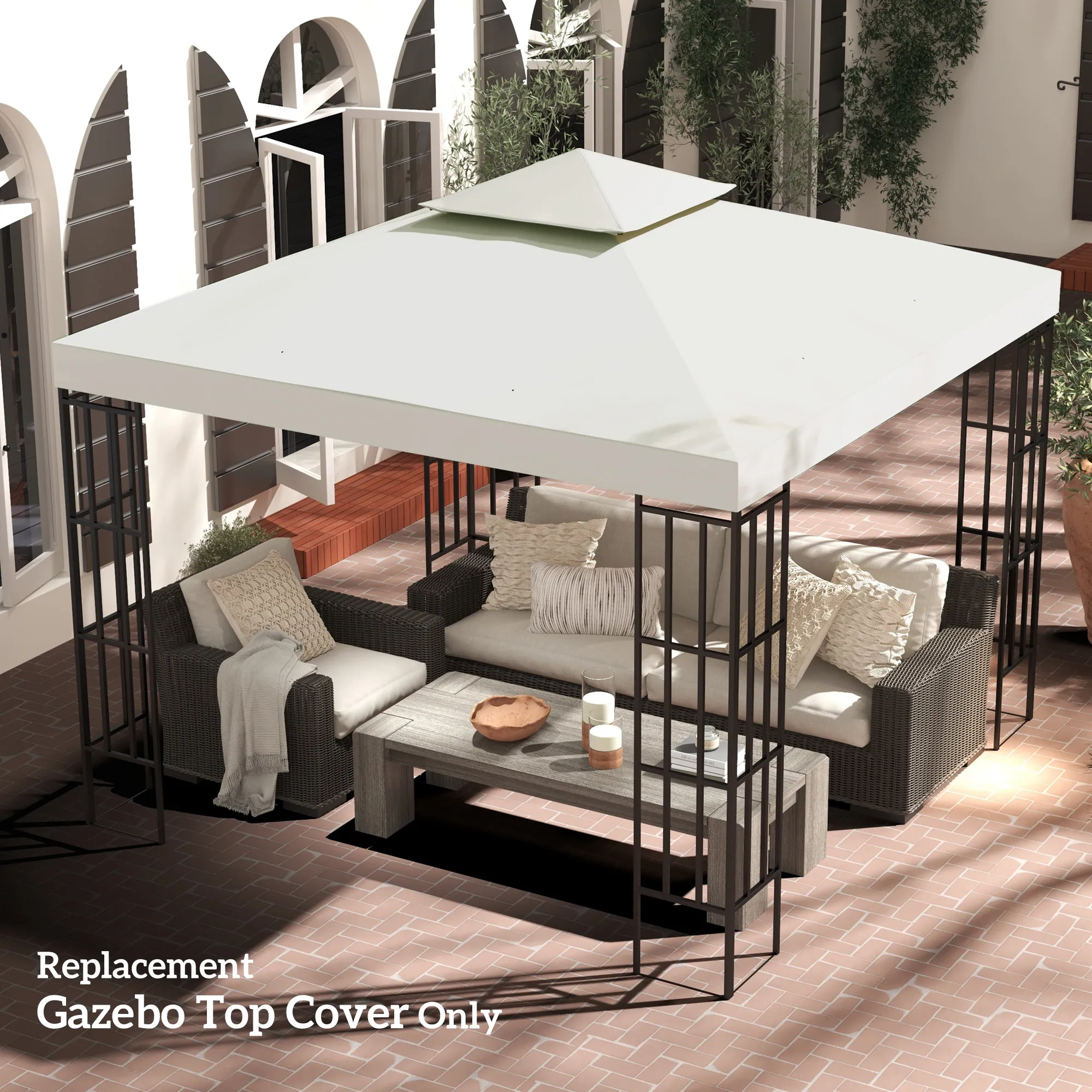 Pavillon Ersatzdach 3x3 m Cremeweiß aus Polyester