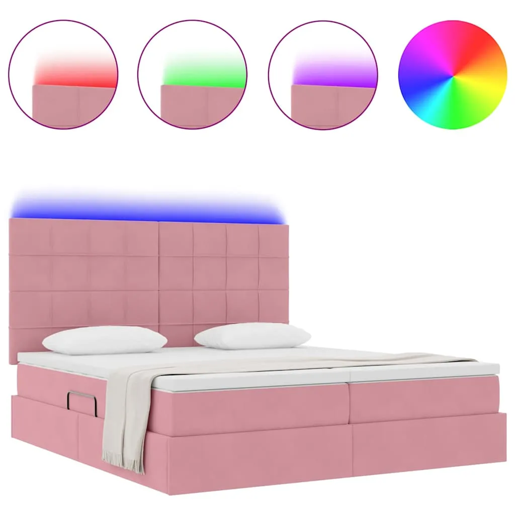 LED-Speicherbett mit Matratze 180 x 200 cm Rosa