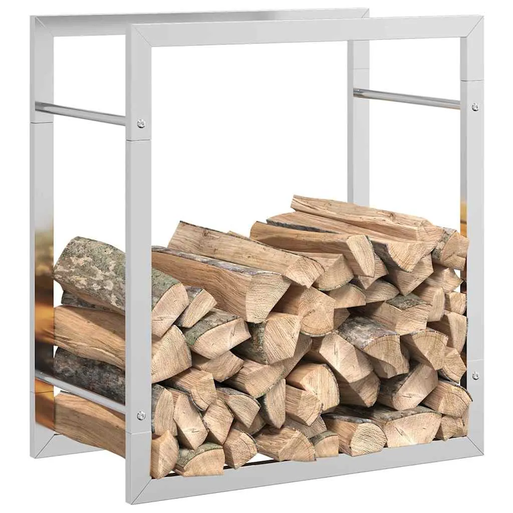 Kaminholzregal Edelstahl 50 x 28 x 56 cm Silbern