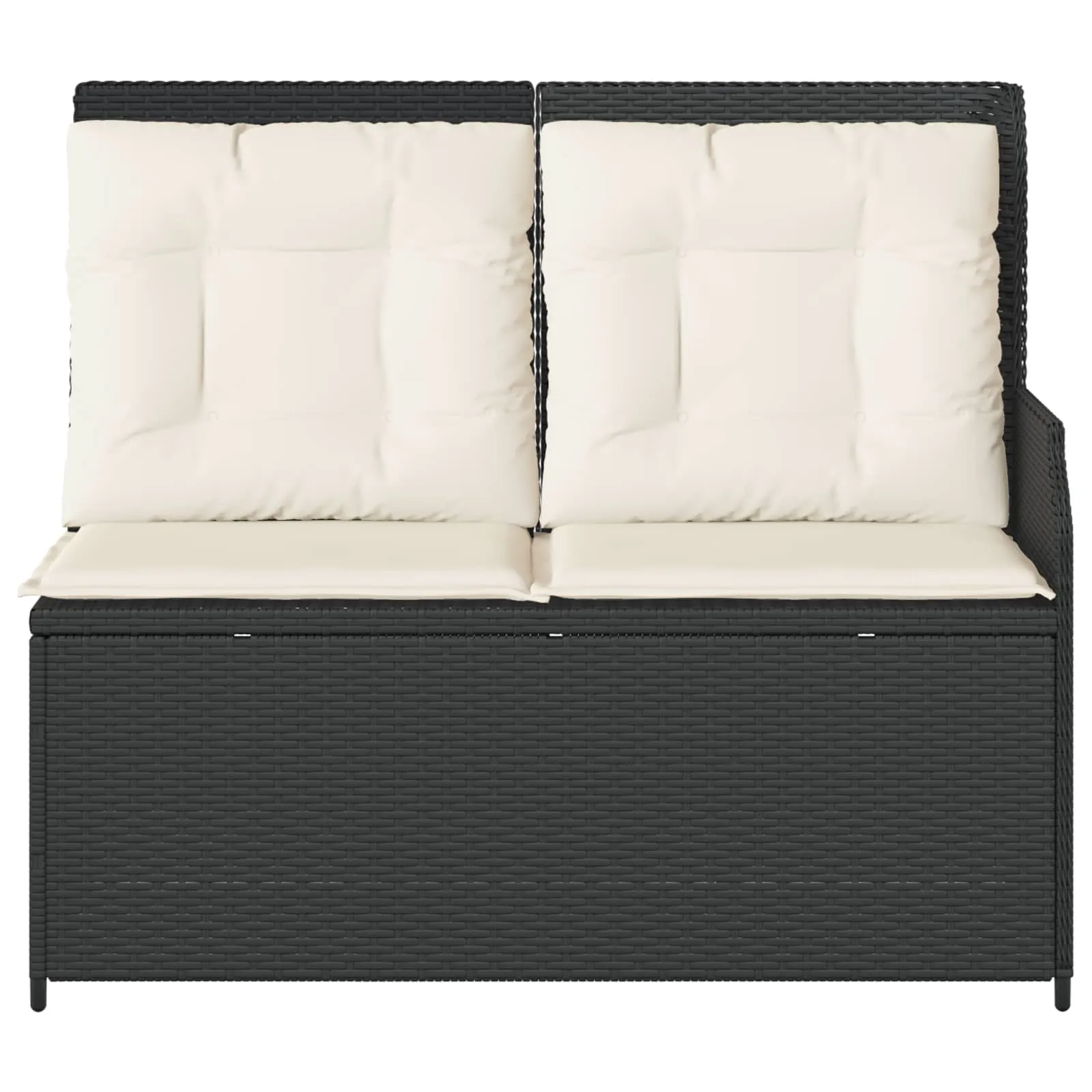 Liege-Gartenbank Poly-Rattan Schwarz und Cremeweiß für 2 Personen