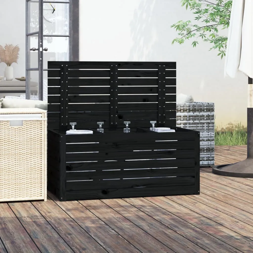 Gartenbox aus massivem Kiefernholz 101 x 50,5 x 46,5 cm Schwarz