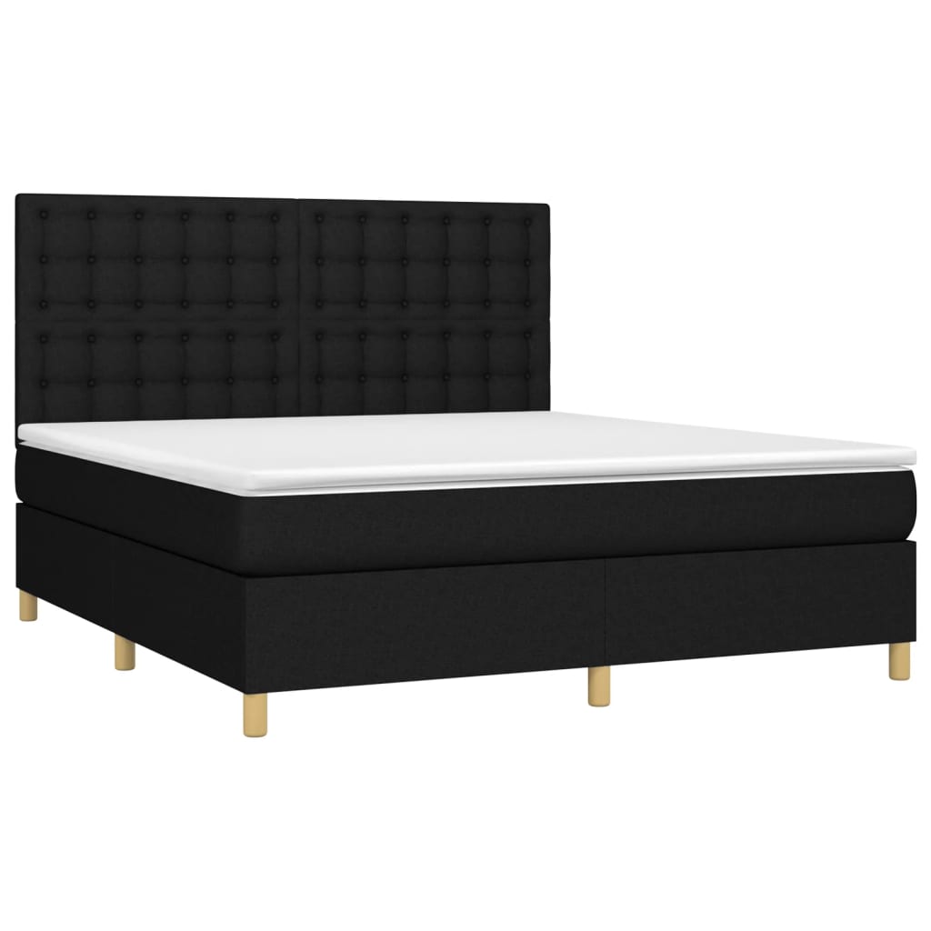 Boxspringbett mit Taschenfederkernmatratze, 160x200 cm, Schwarz