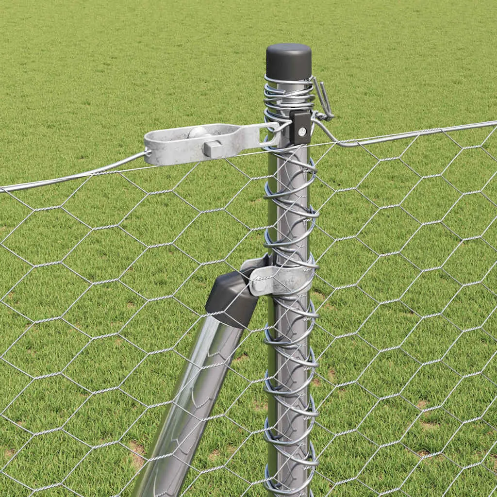 Outdoor-Hexagon-Zaun mit Betonbasis 50 x 1,6 m Silber Netz