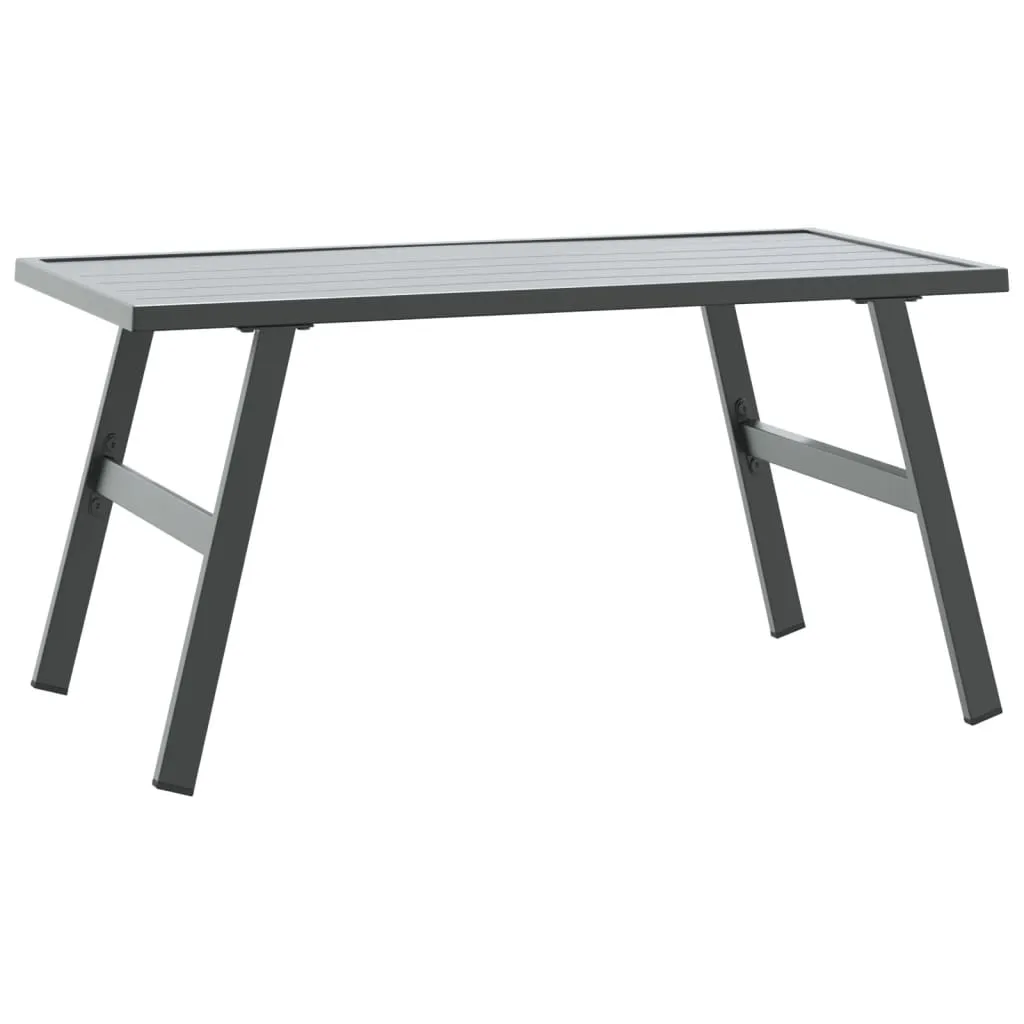 Garten-Couchtisch 90 x 45 x 35 cm Schwarz mit pulverbeschichtetem Stahlgestell