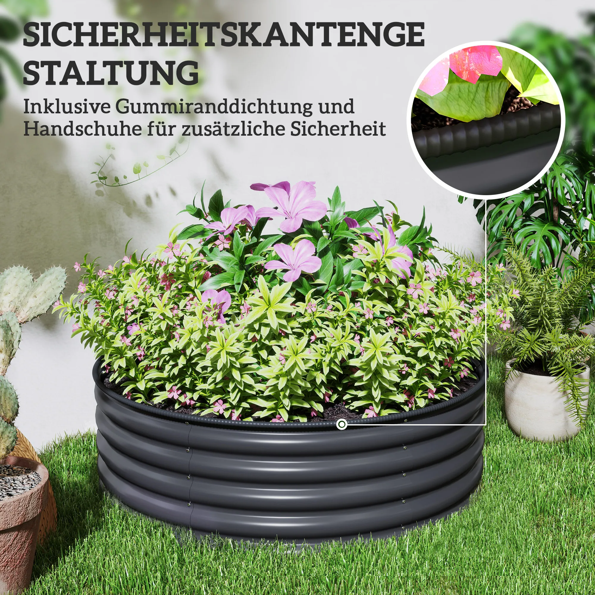 Hochbeet Dunkelgrau Ø120 x 43H cm aus verzinktem Stahl