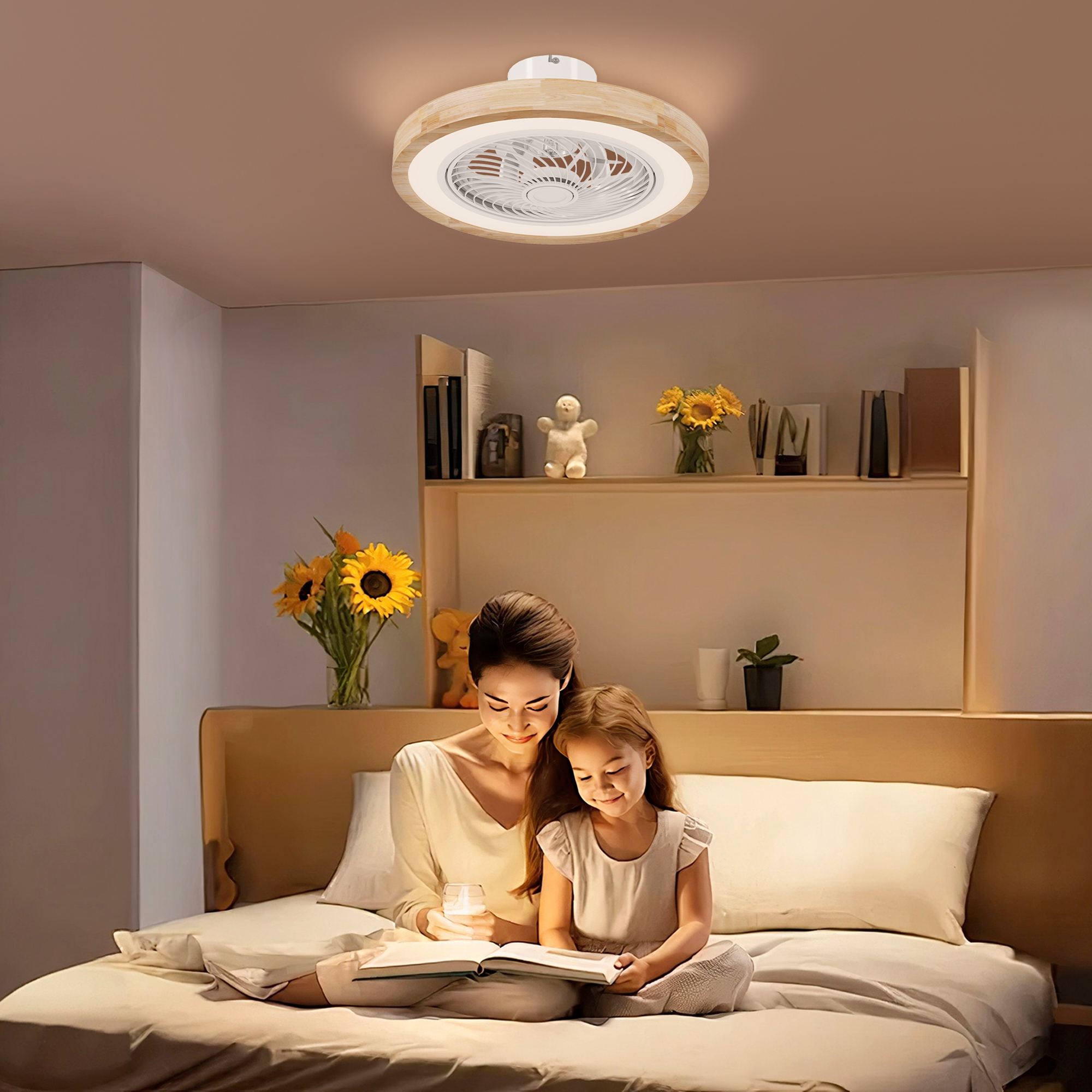 Deckenventilator mit Licht Ø50 cm Naturholz, 40 W