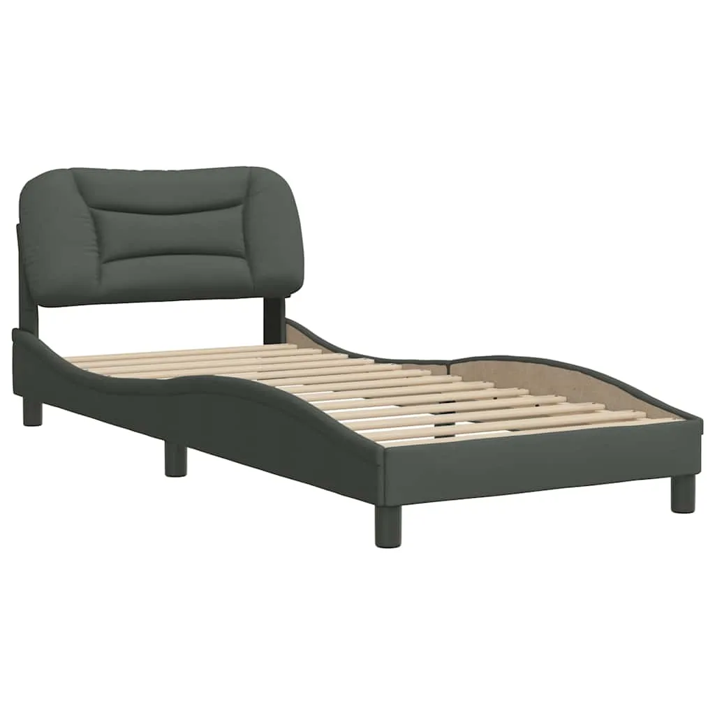 Bettrahmen mit Kopfteil Stoff Dunkelgrau 218x95x74,5 cm