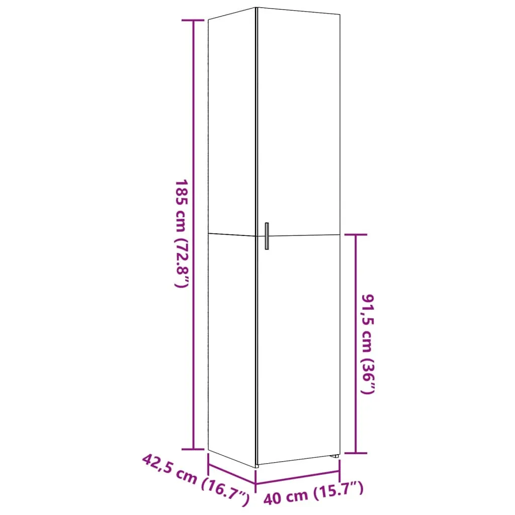 Highboard Betongrau 40 x 42,5 x 185 cm aus Holzwerkstoff