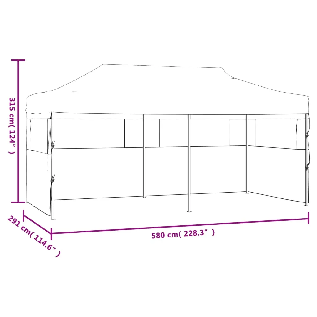 Faltbares Partyzelt 291x580x315 cm Weiß mit UV- und Wasserbeständigem Dach