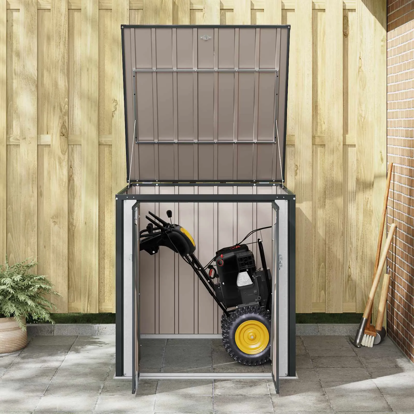 Abschließbare Gartenbox aus Stahl 101,5x107x100 cm Schwarz