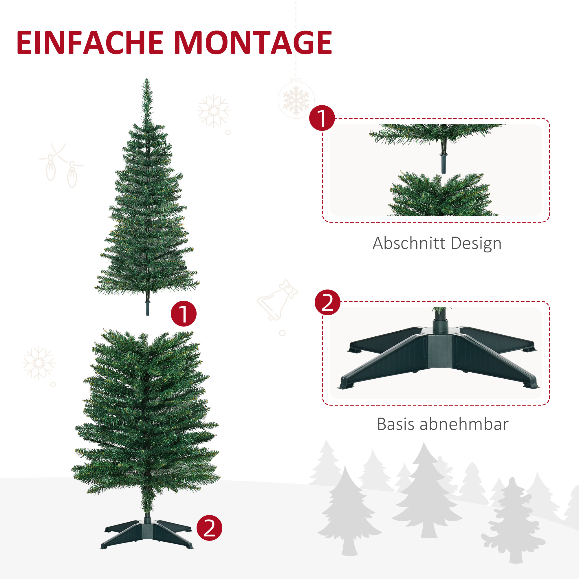 Künstlicher Weihnachtsbaum Tanne 1,5 m Kunststoff Grün mit Ständer