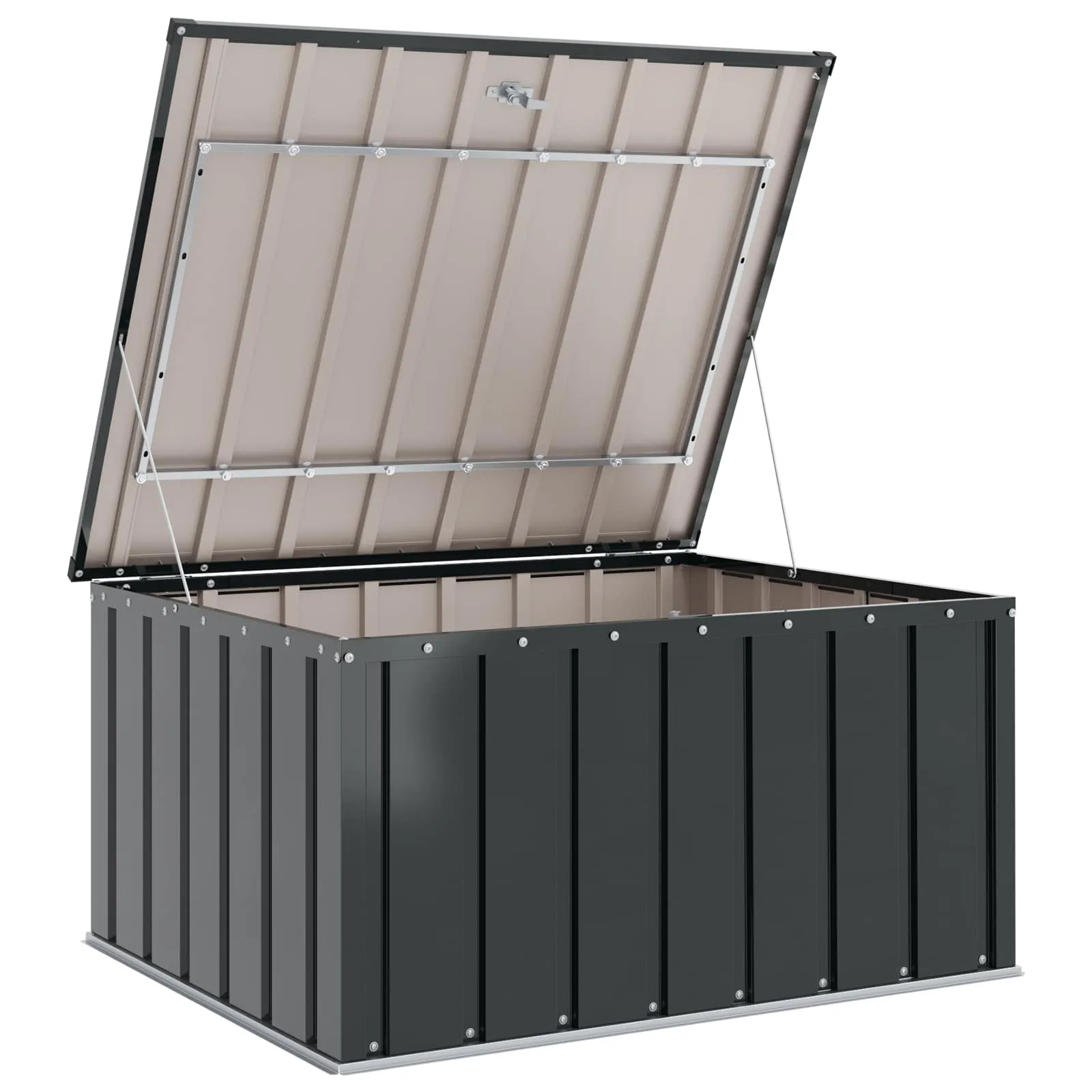 Schwarze Gartenlagerbox aus Stahl 101 x 82 x 50 cm