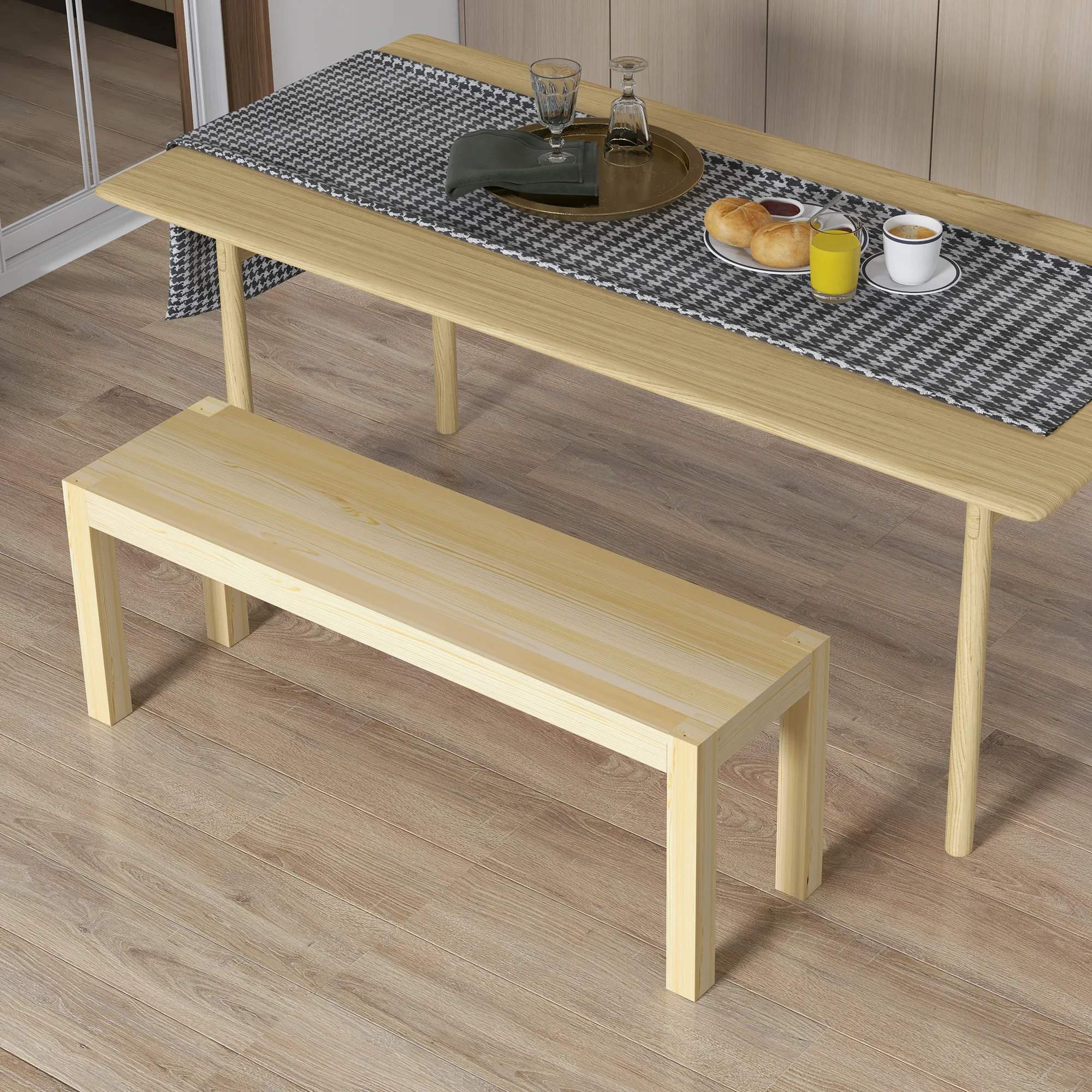 Sitzbank aus Kiefernholz 120L x 33B x 45H cm in Natur