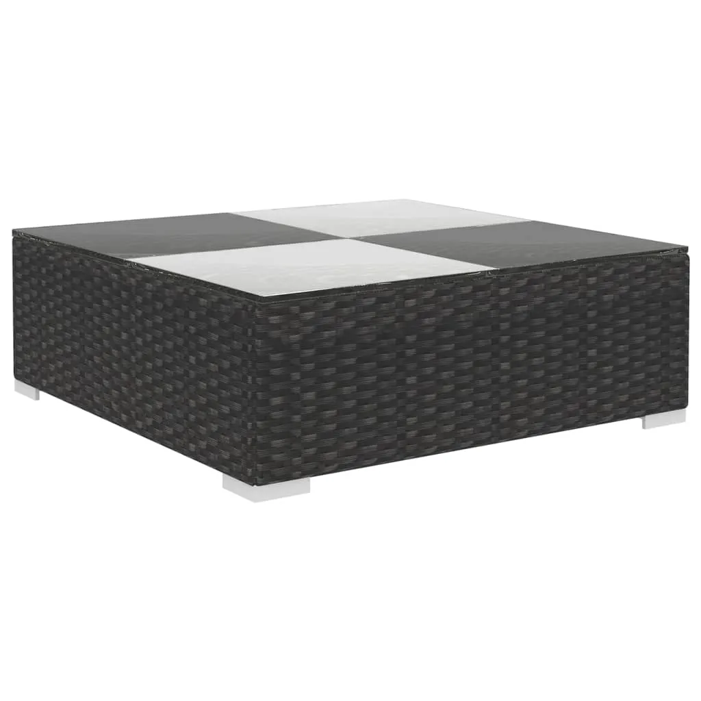 6-tlg. Garten-Lounge-Set mit Auflagen Poly Rattan Schwarz