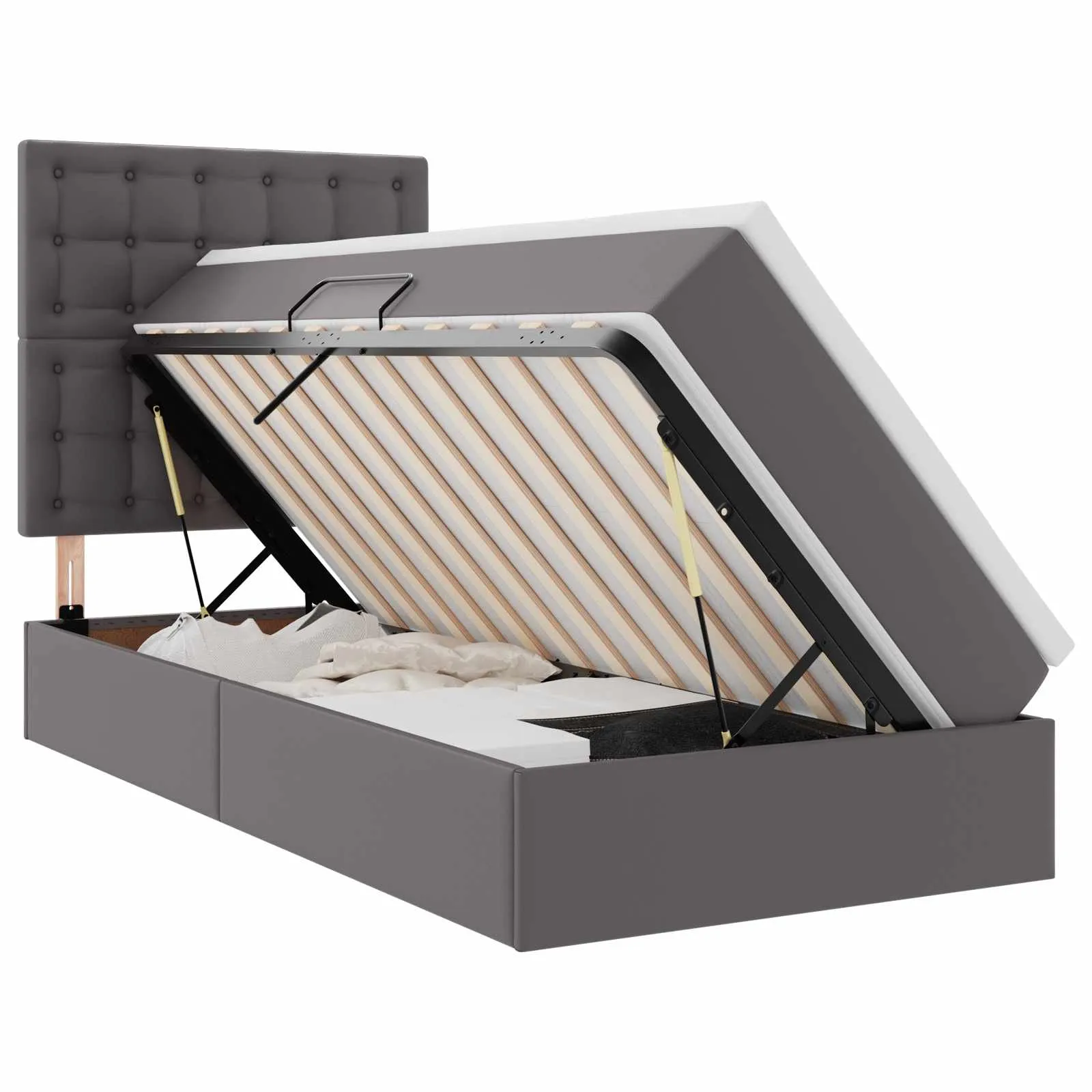 Aufbewahrungsbett mit Matratze 90 x 200 cm Grau