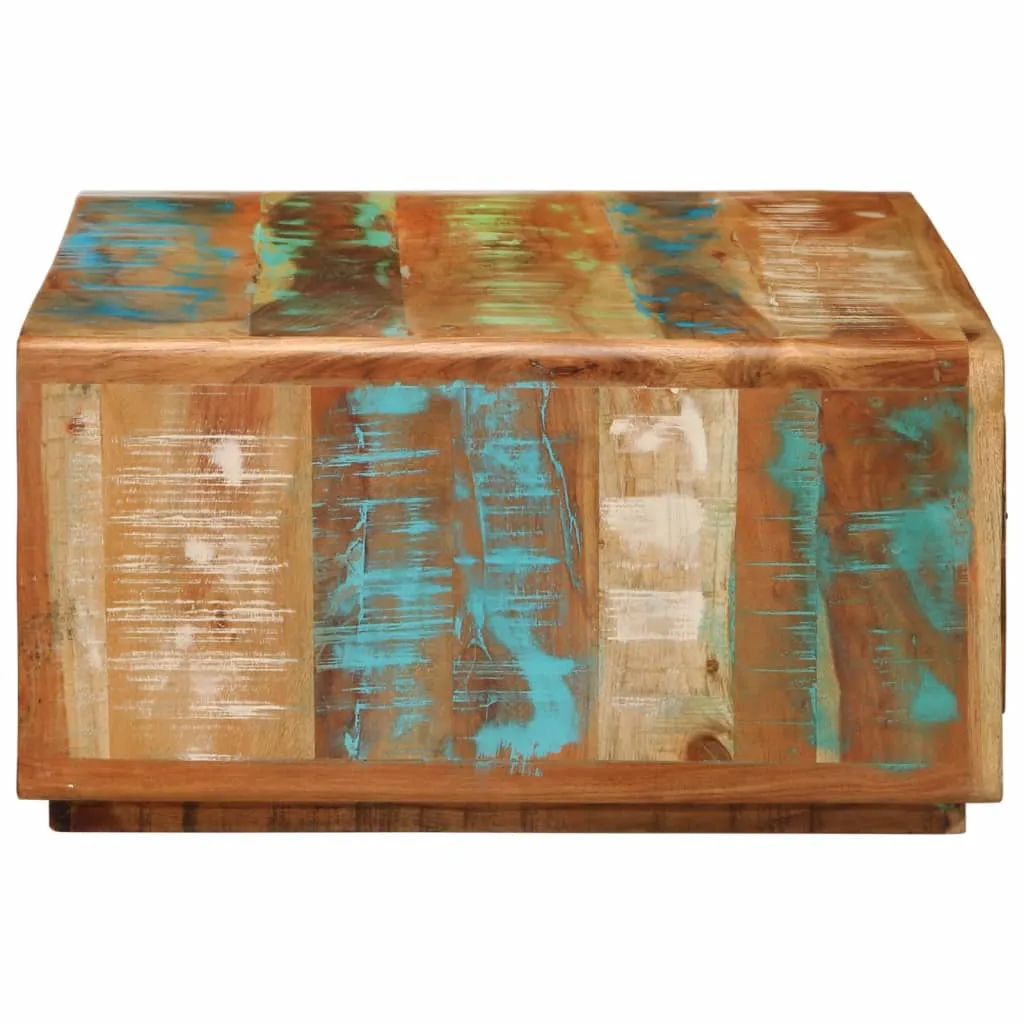Holz-Couchtisch mit Tür und Schublade 89x55x29 cm Massivholz Farbmix