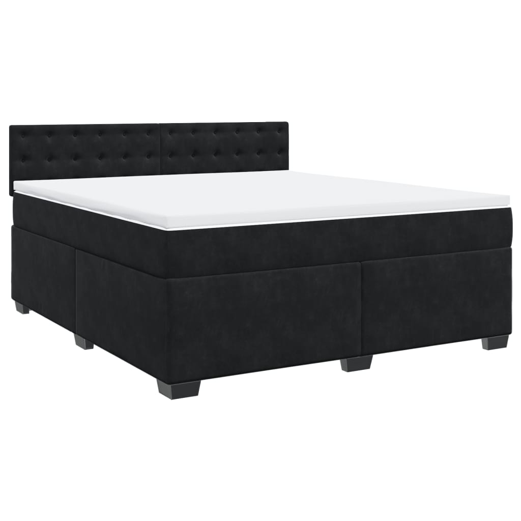 Boxspringbett Samt mit LED-Beleuchtung 180x200 cm Schwarz