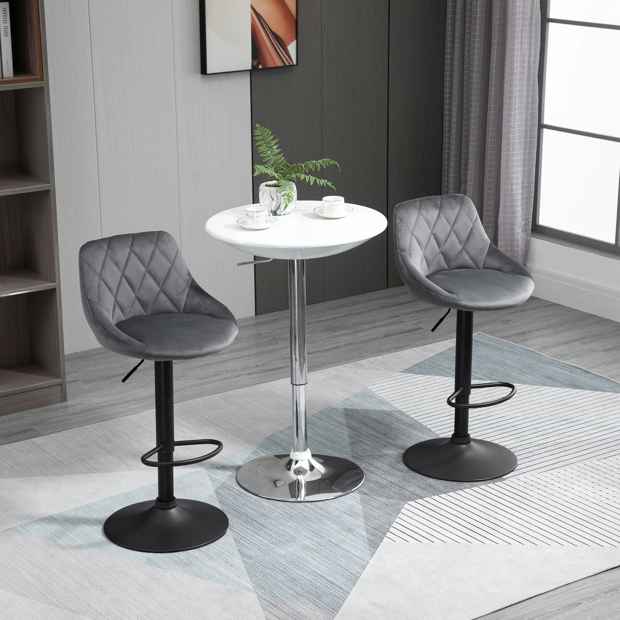 Barhocker Dunkelgrau 46B x 48T x 60-81H cm mit Höhenverstellung