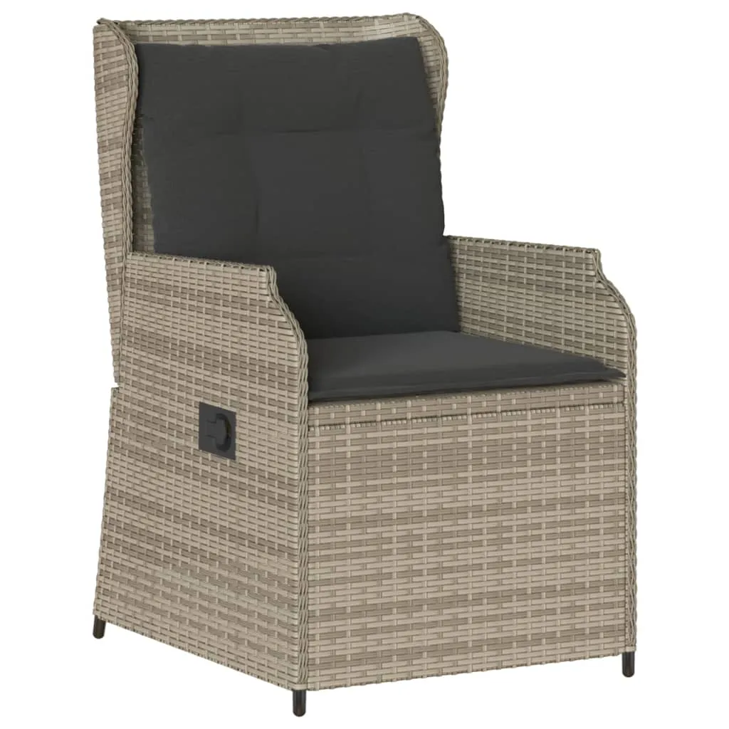 Verstellbarer Gartenstuhl Hellgrau 55x67x95 cm mit PE-Rattan & Stahlrahmen