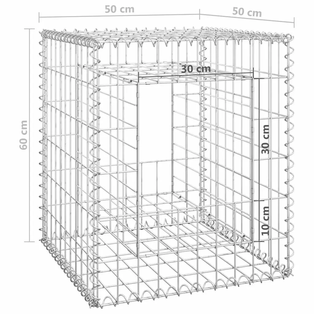 Gabionensäule Silber 50 x 50 x 60 cm aus rostfreiem Eisen