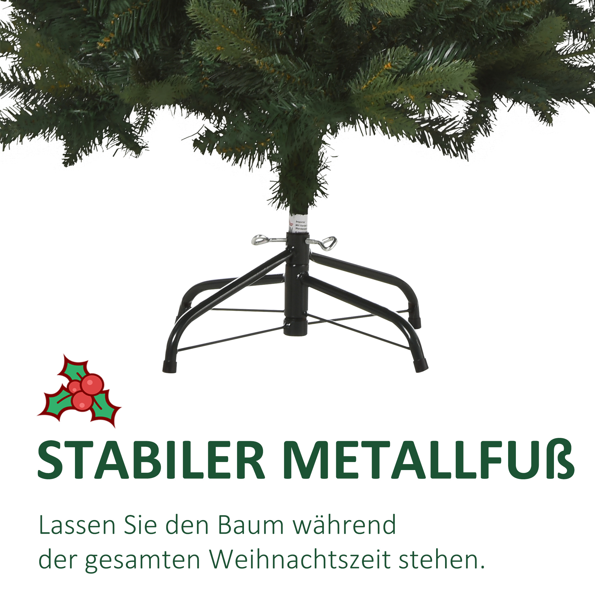 Künstlicher Weihnachtsbaum 1,2 m mit Ständer, PVC/PE, Grün