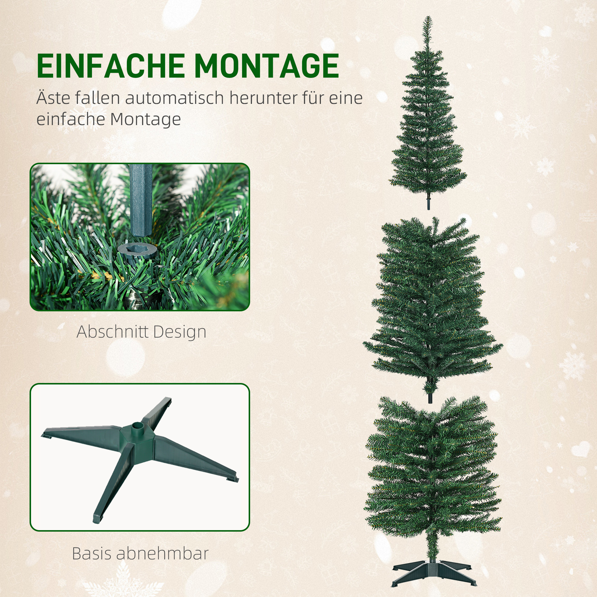 Künstlicher Weihnachtsbaum Tanne 2,1 m Kunststoff Grün mit Ständer