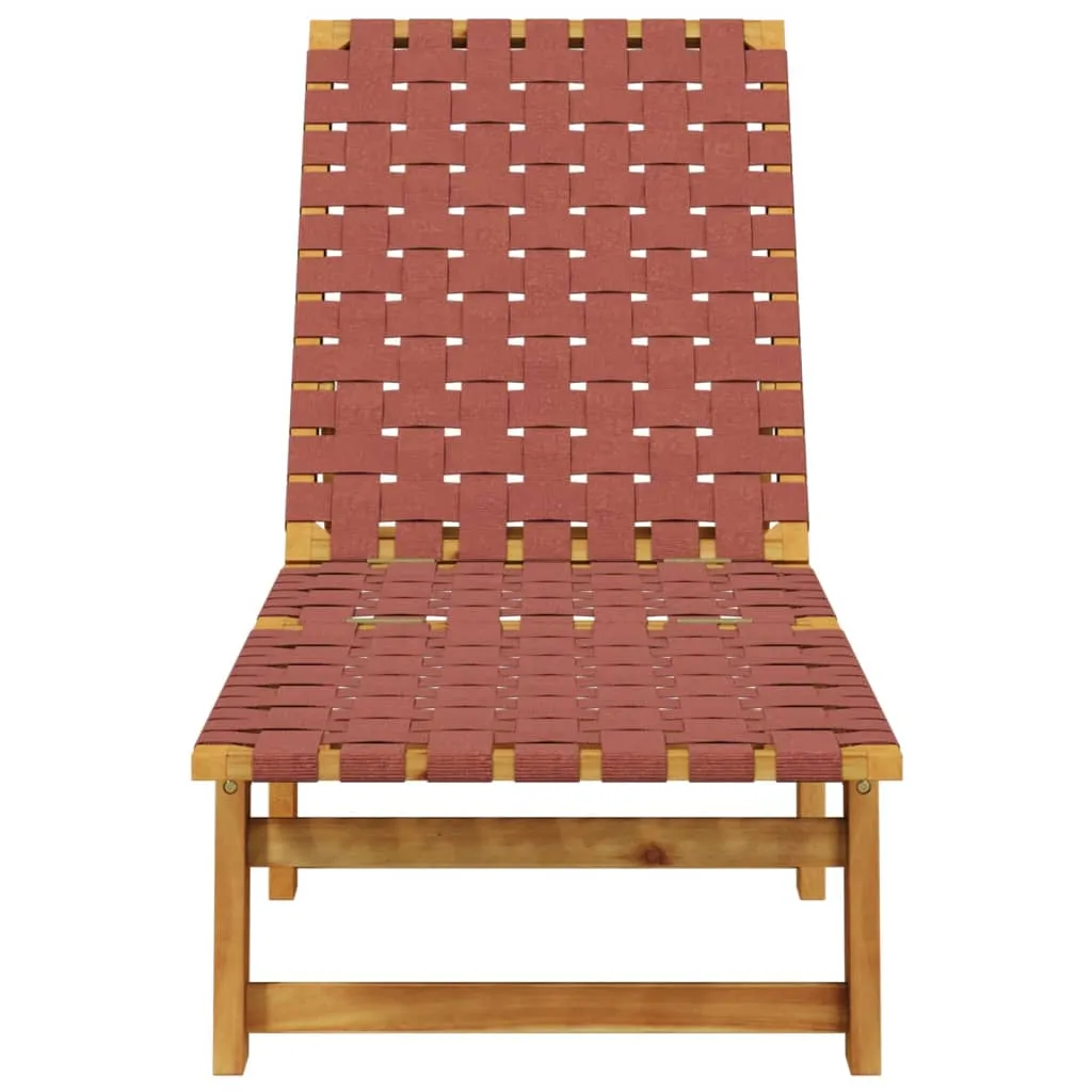 Sonnenliege aus Echtholz mit Stoffbezug, 157x55x60/74/87 cm, Rot-Braun