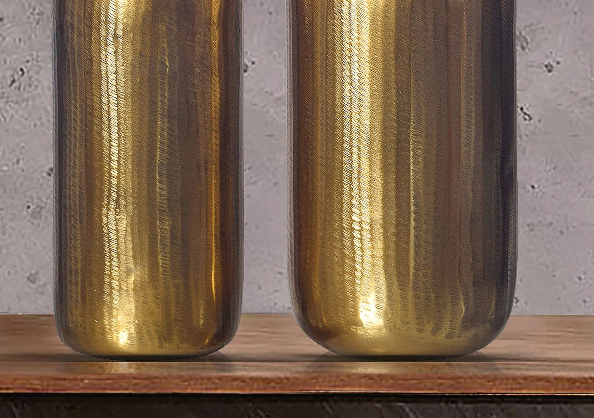Deko Vase 2er Set Aluminium Gold Zylinder Blumenvase Modern