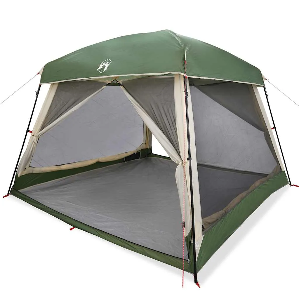 Familienzelt Grün 317x317x225 cm – Wasserdichtes Campingzelt mit E-Anschluss