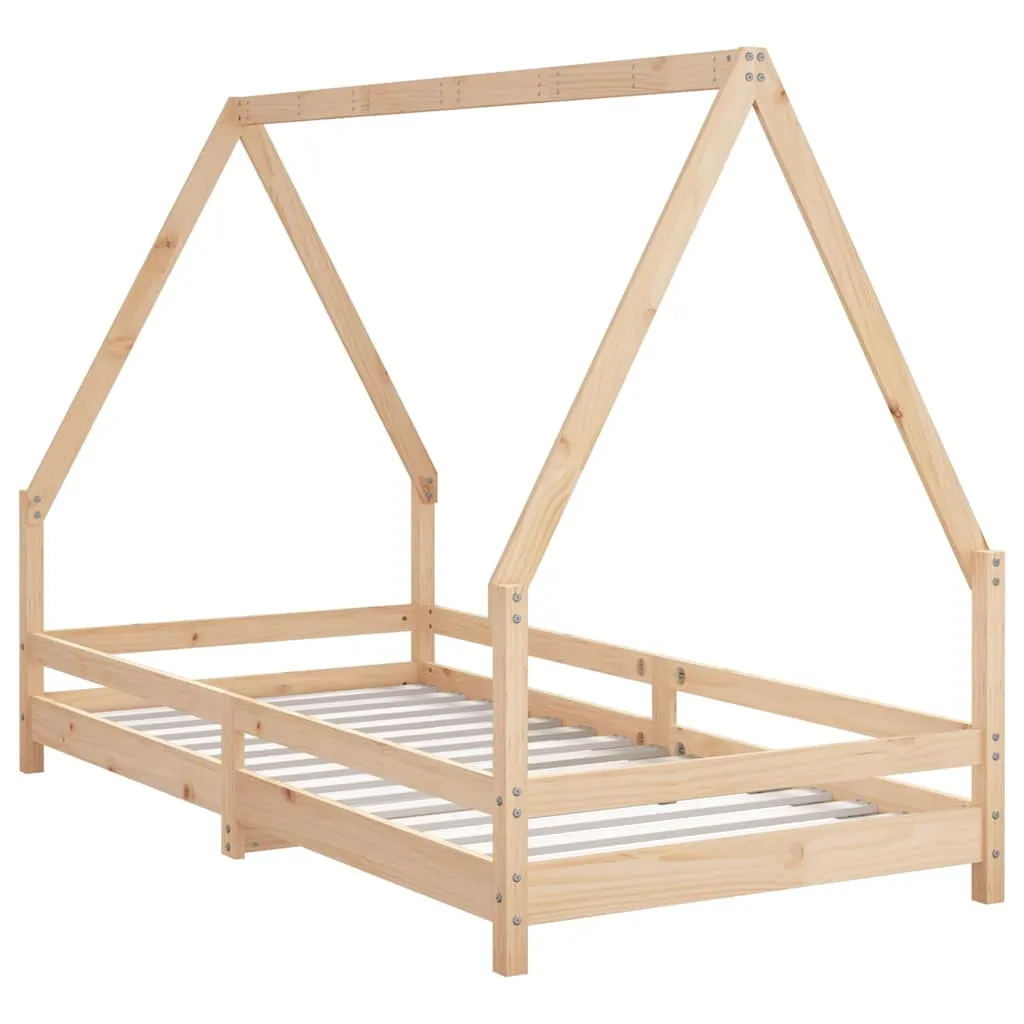 Kinderbett aus massivem Kiefernholz 195,5x95,5x139,5 cm naturfarben