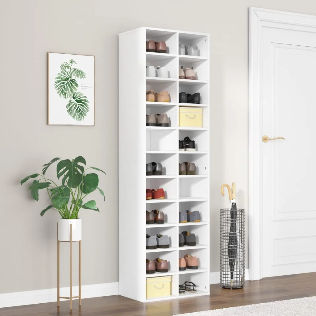 Schuhregal Weiß 54 x 34 x 183 cm aus Holzwerkstoff mit 22 Fächern