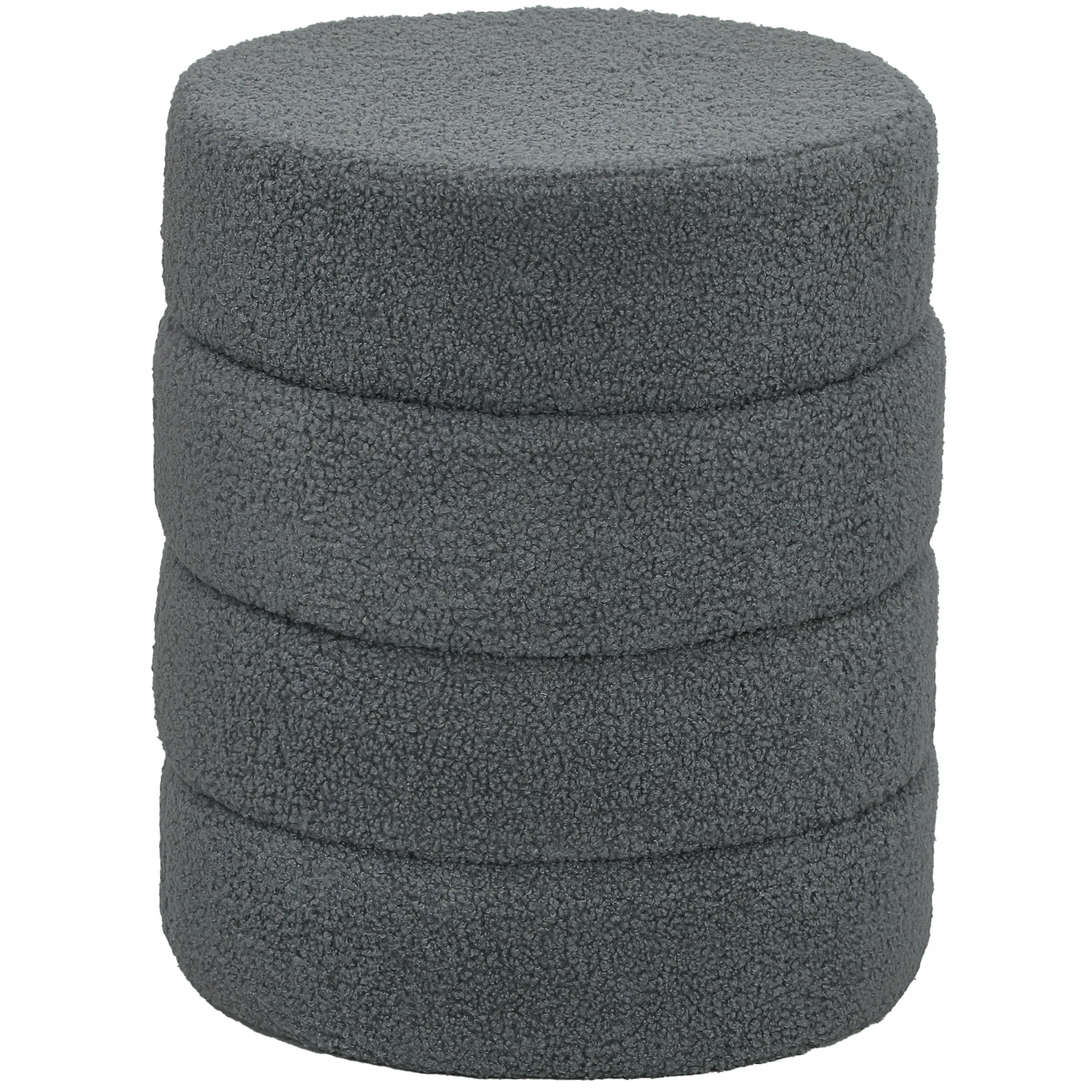 Hocker, rund, Teddyfleece, bis 120kg, Φ40x45H cm, Dunkelgrau
