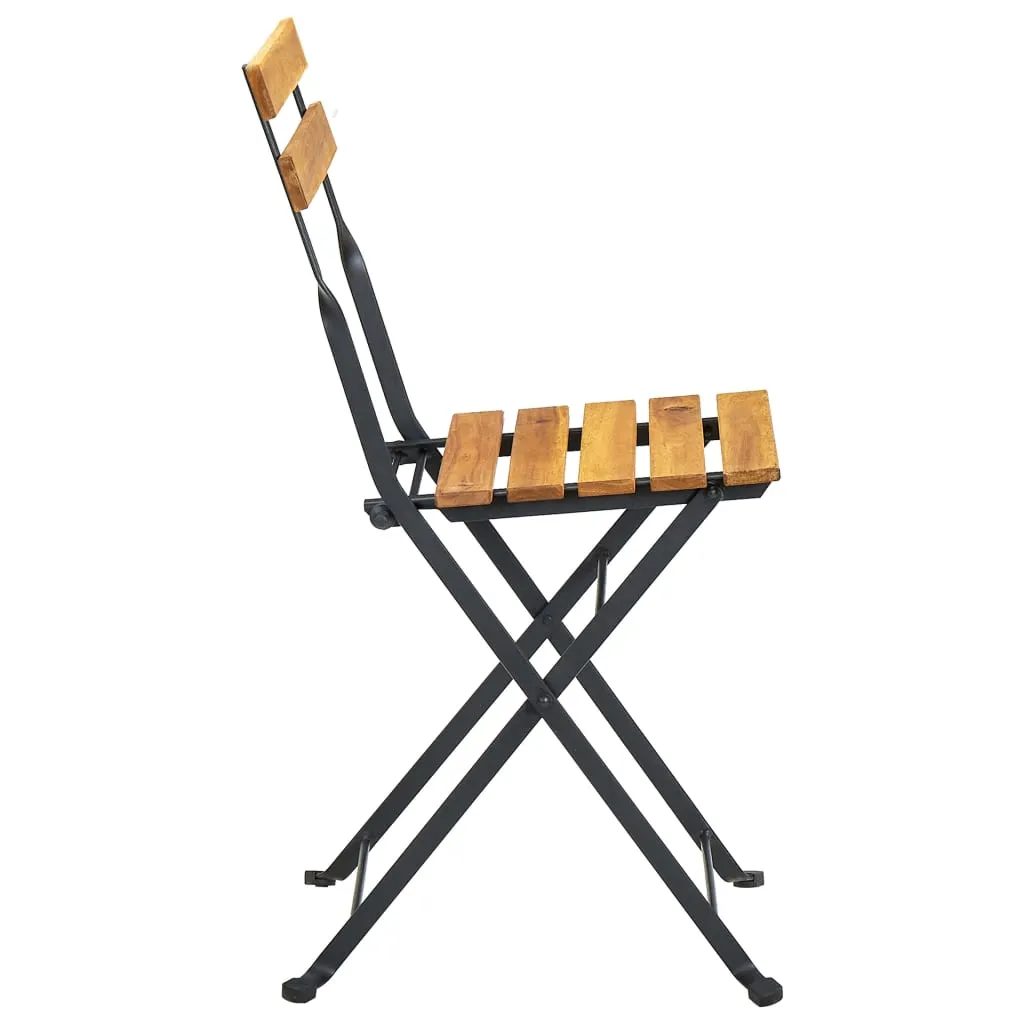 Klappstühle, 2 Stück, Stahl und massives Akazienholz