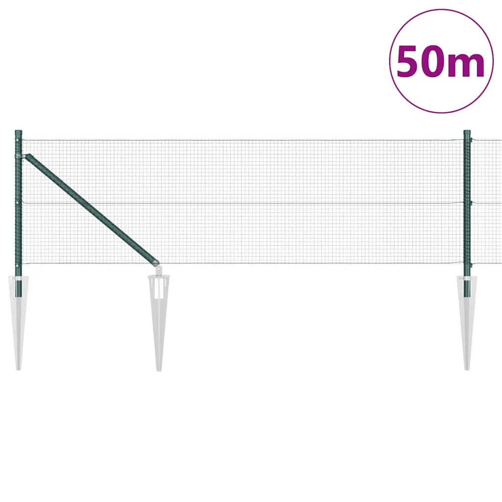 Outdoor-Fence-Post-Set Grün 5000 x 3,2 x 60 cm Stahl-Zaunpfosten