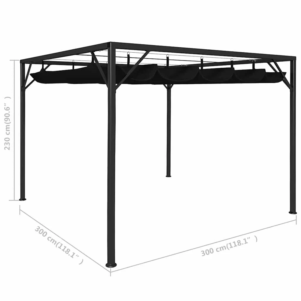 Pavillon mit ausziehbarem Dach 3 x 3 x 2,3 m Anthrazit