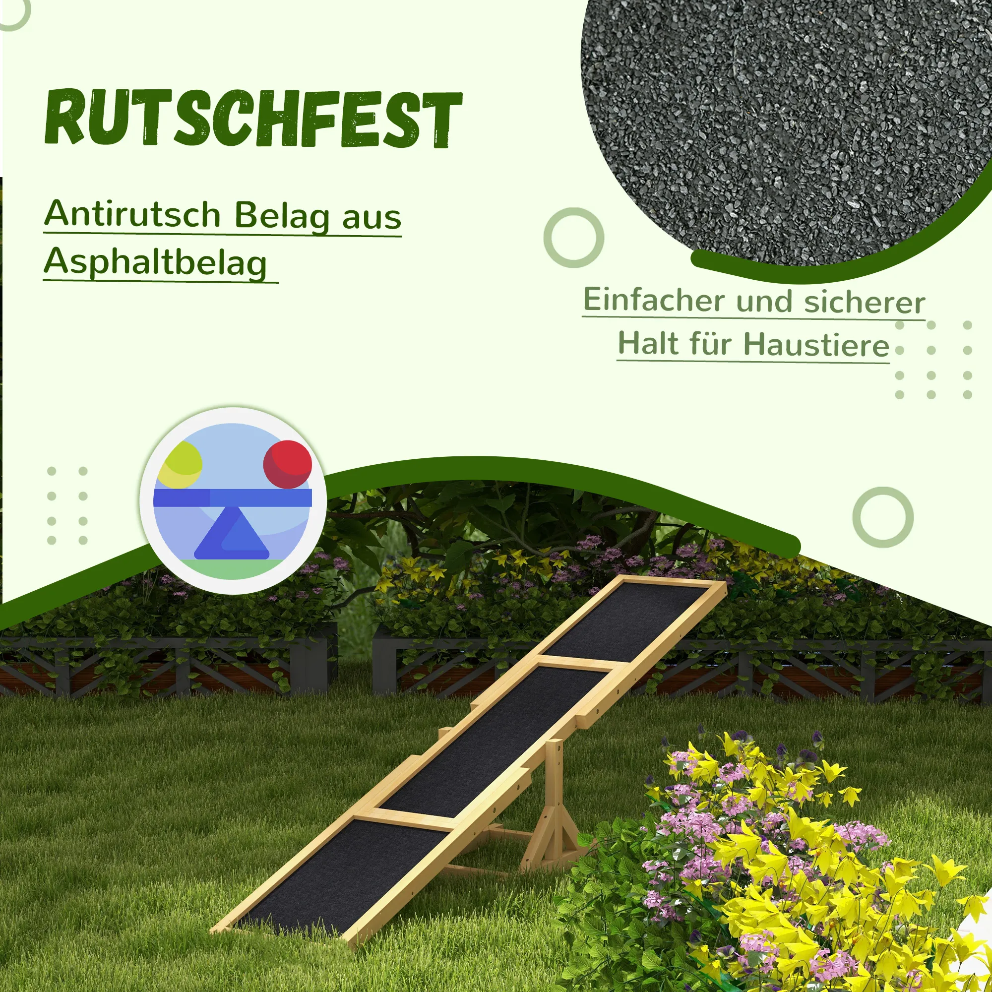 Hundewippe für Agility Training aus Tannenholz, Gelb, 180x30x30cm